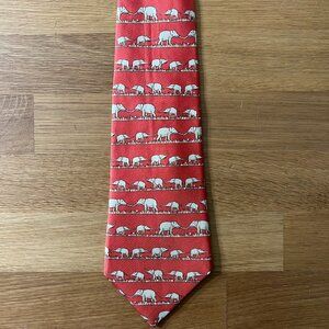 Hermès novelty silk tie - Elephants with trunks upright (good luck) 7621 TA